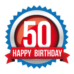 Fifty years happy birthday badge ribbon