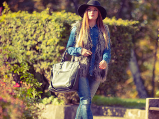 Stylish woman on air