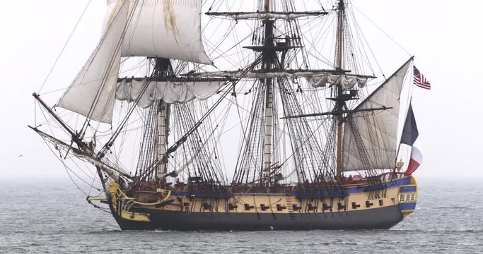 Traditional style sailing vessel in the sea