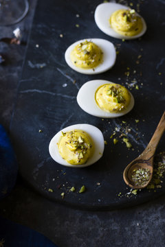 Dukkah deviled eggs