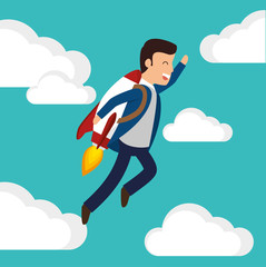 businessmasn flying growth vector illustration eps 10