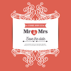 vintage wedding invitation orange background vector illustration eps 10