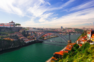 Fototapeta na wymiar Porto with Dom Luis bridge, Portugal