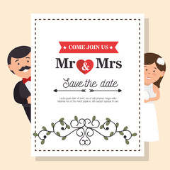 wedding card vintage mr and mrs design, vector illustration  graphic 
