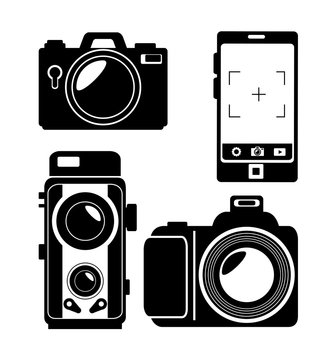 evolution photographic camera design, vector illustration graphic