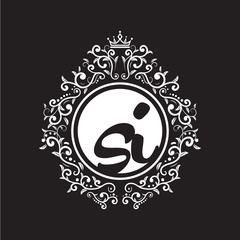 vintage circle initial logo