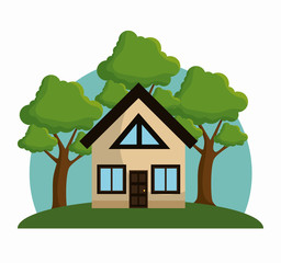 house with trees ecology icon design vector illustration eps 10