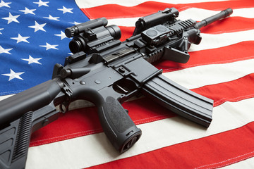 National cotton flag with machine gun over it series - United States