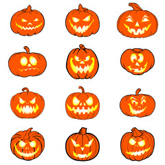 Halloween set with pumpkins