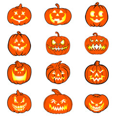 Halloween set with pumpkins