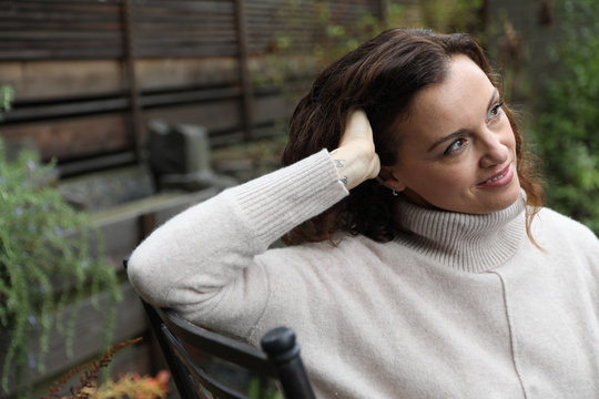 Woman with Brown Hair and Beautiful Brown Eyes