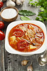 Soup with cabbage and meat