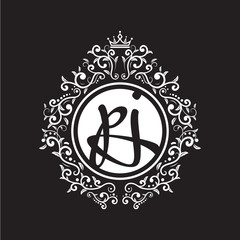 vintage circle initial logo