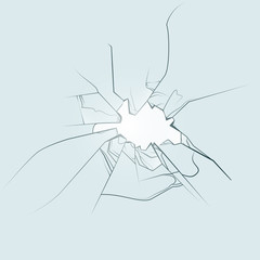 Broken glass window hand drawn. Vector illustration