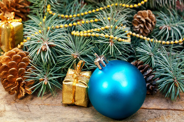 Christmas composition of decorations