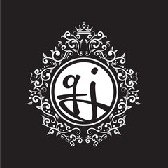 vintage circle initial logo