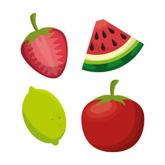 fresh food healthy fruit and tomato design vector illustration eps 10