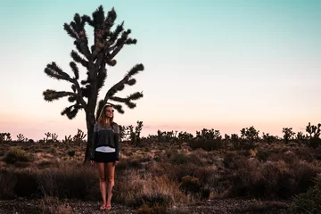 Fotobehang Girl at Mojave Desert near Route 66 in California © lucasinacio.com