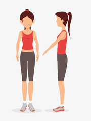 woman pose different exercise fitness vector illustration eps 10