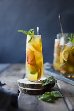 A Basil Plum Fruit Cocktail.