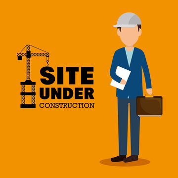 site under construction man manager icon vector illustration eps 10