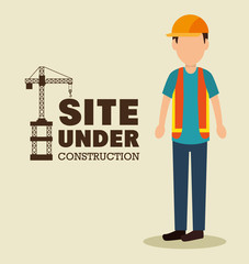 site under construction man work uniform vector illustration eps 10