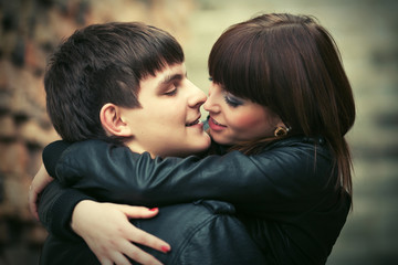 Fototapeta premium Happy young couple in love outdoor