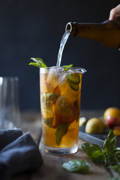 A basil plum fruit cocktail.