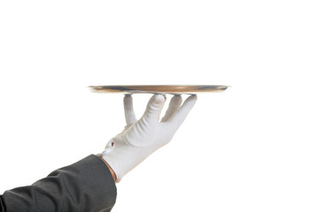 Waiter holding a tray