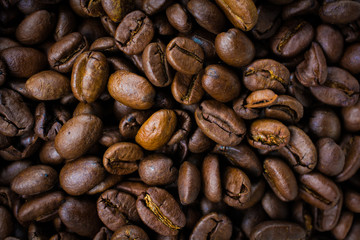 Roasted Coffee Beans Close Up Top View