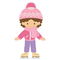 Pretty skating girl vector cartoon illustration
