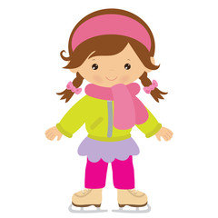 Pretty skating girl vector cartoon illustration
