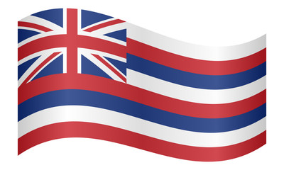 Flag of Hawaii waving on white background
