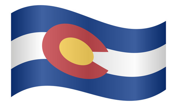 Flag of Colorado waving on white background