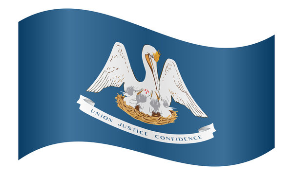 Flag of Louisiana waving on white background