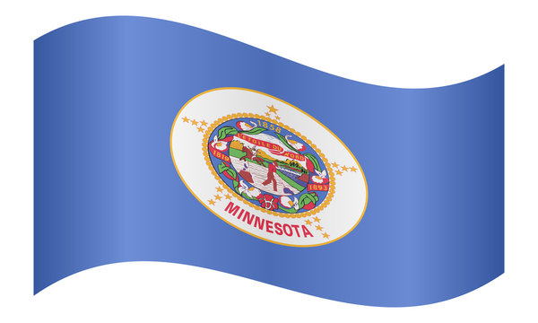 Flag of Minnesota waving on white background