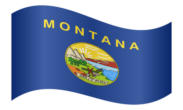 Flag of Montana waving on white background