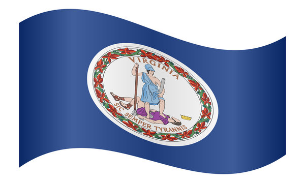 Flag of Virginia waving on white background