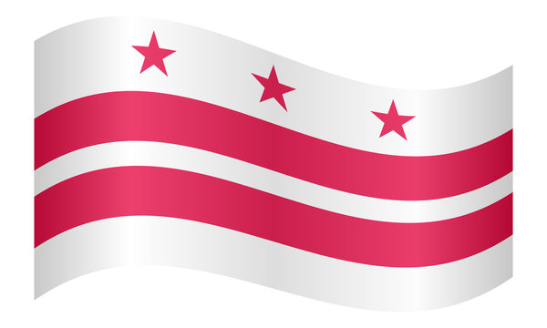 Flag of Washington, D.C. waving, white background