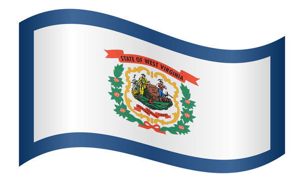 Flag of West Virginia waving on white background