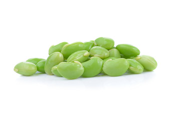 green soybeans isolated on white background