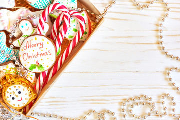 Christmas cookies and candy cane