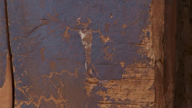 Close up of ancient petroglyph rock carving