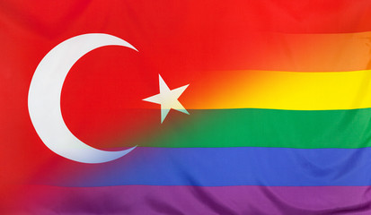 Rainbow Flag merged with Flag of Turkey