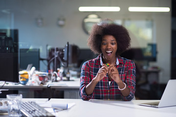 portrait of a young successful African-American woman in modern