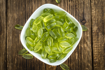 Gummy Candy with lime taste (selective focus)