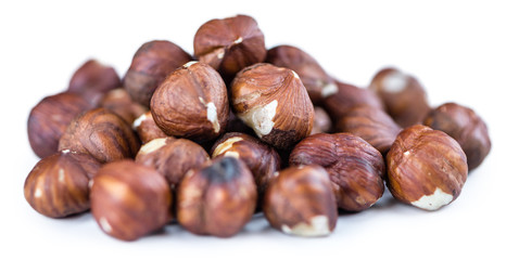 Hazelnuts isolated on white