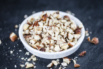 Slate slab with minced Hazelnuts