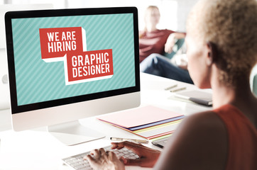 Fototapeta na wymiar We are Hiring Job Applicaion Creative Occupation Designer Concep