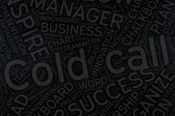 cold call ,Word cloud art on blackboard